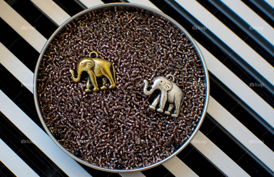 elephants. toy elephants in a beads