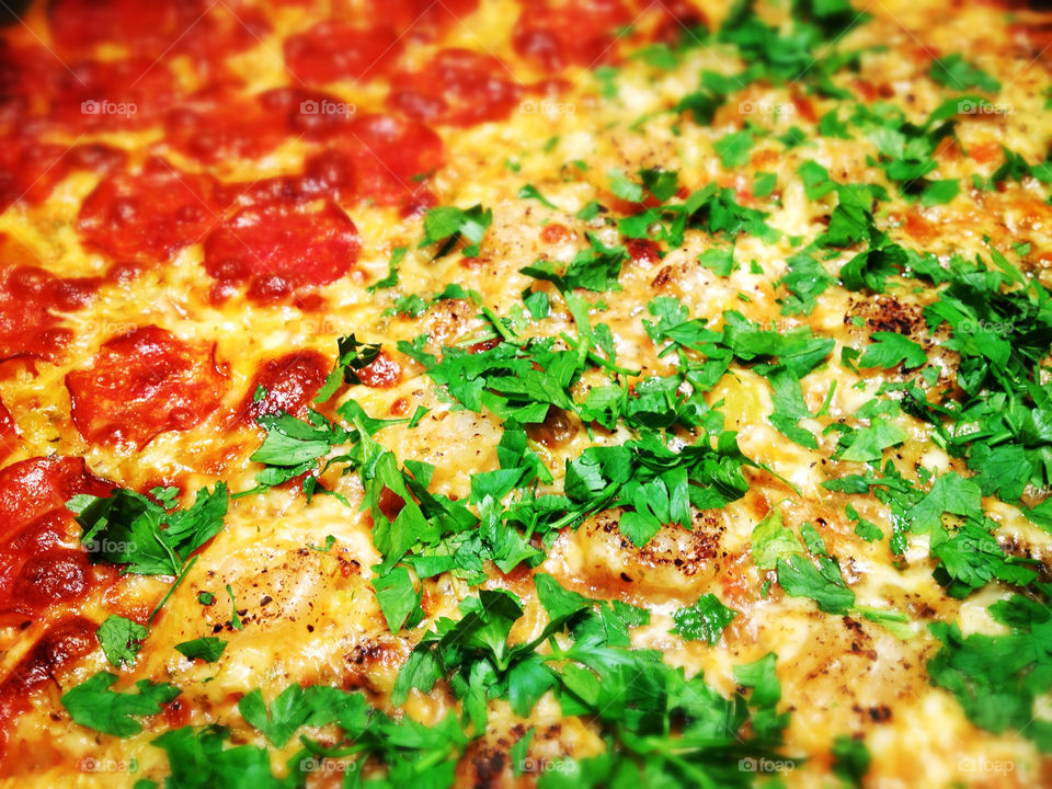 closeup food italian pizza by kozjar