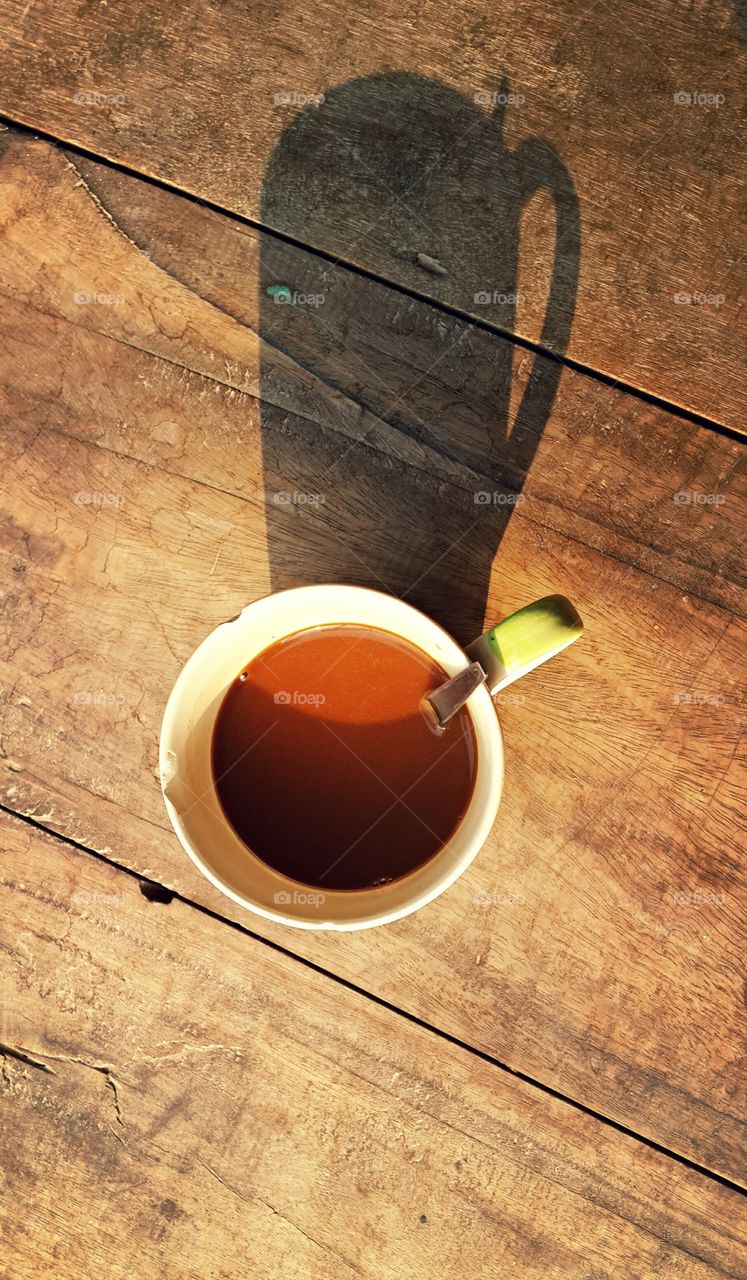 High angle view of tea cup