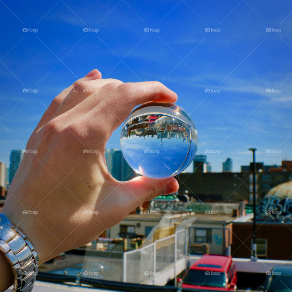 Toronto - City in a Crystal Ball - stunning creative illusion using glass ball. 