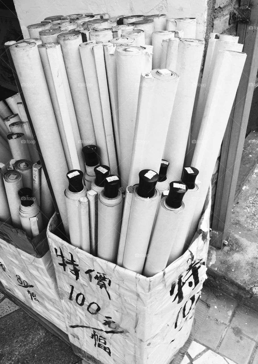 Rolled Artists Canvas at Store in Dafen Oil Painting Village - Shenzhen, China 