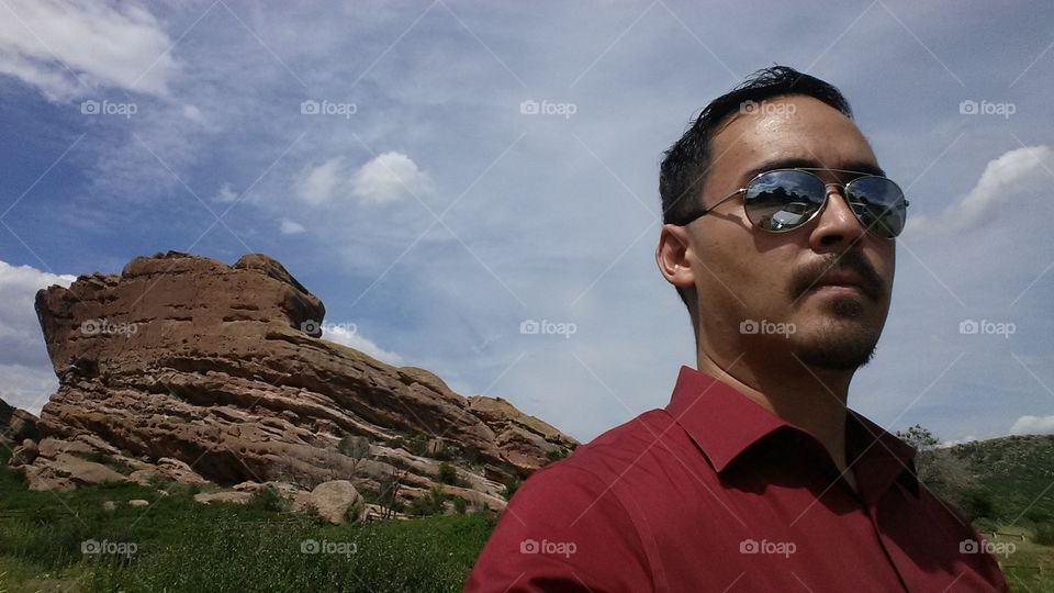 Red Rocks selfie - taken at Red Rocks state park in Colorado.  I took this while waiting for the tour group I was driving around.