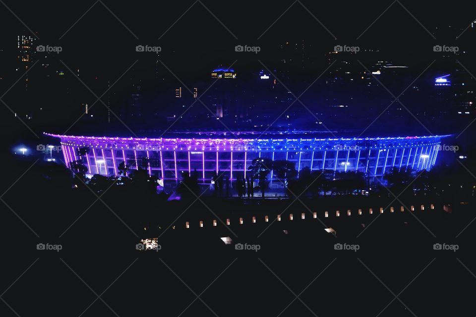 Gelora Bung Karno Stadium at night