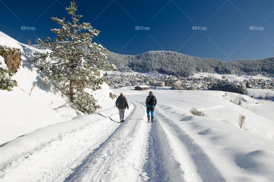 Winter hiking in Rhodopes Mountain, Bulgaria