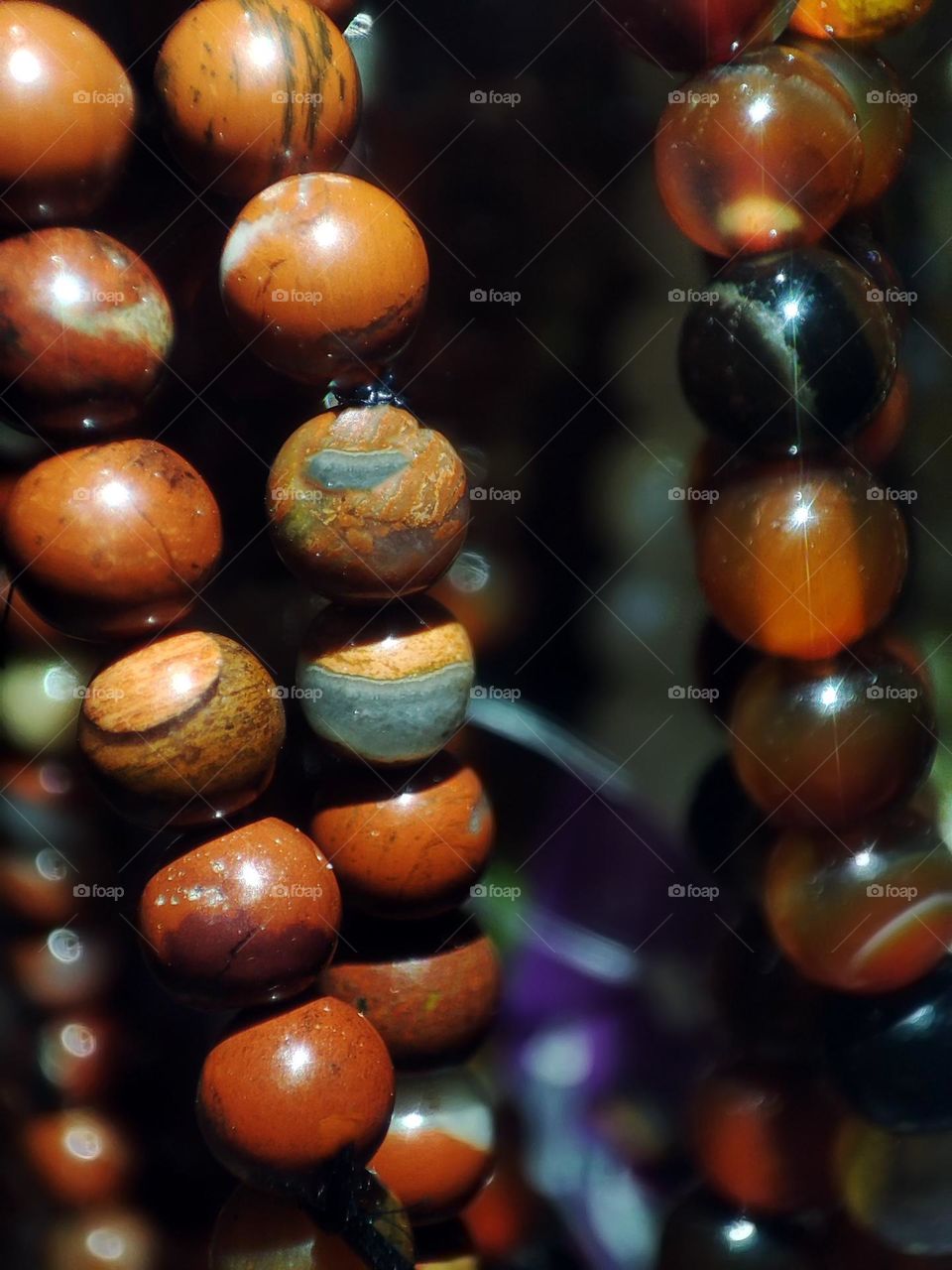 Macro photograph of natural jasper stone lying on the table