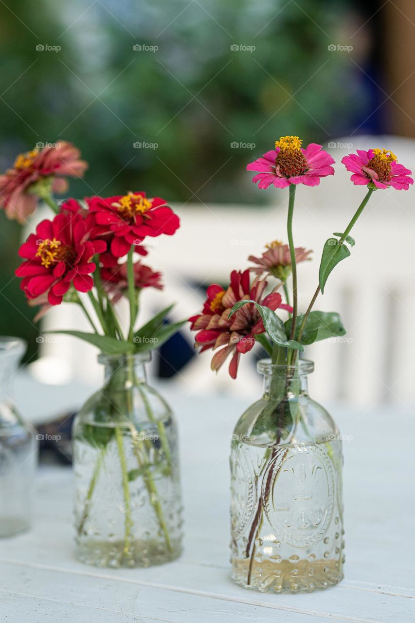 Set of Vases with Flowers