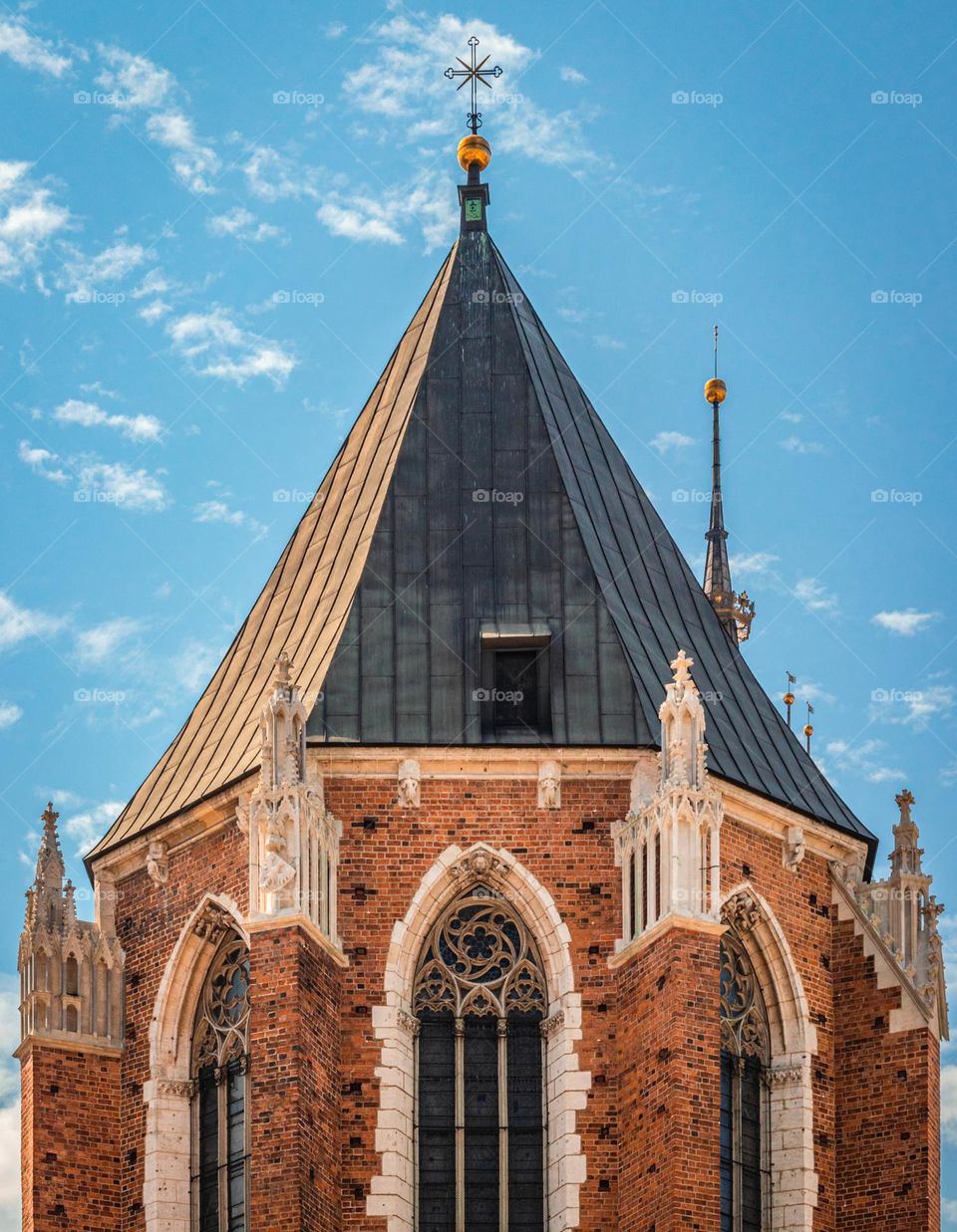 close-up of a fragment of the beautiful St. Mary's Church in Krakow