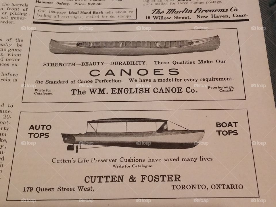 antique canoe & boat advertising
