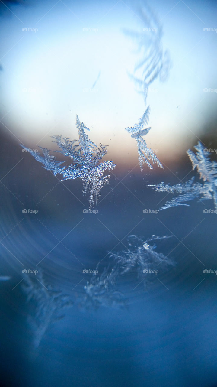 Close up of frost on a window