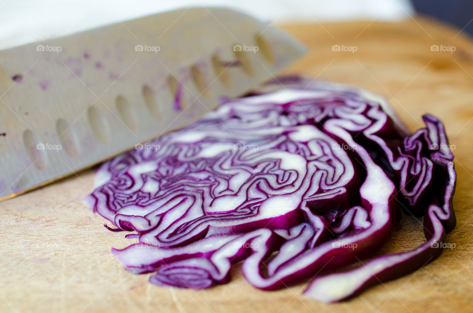 A slice of red cabbage 