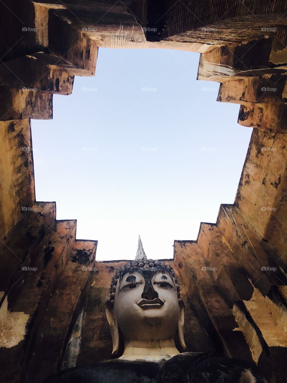 Wat sri chum temple, Sukhothai, Thailand, UNESCO world heritage worm eye view
