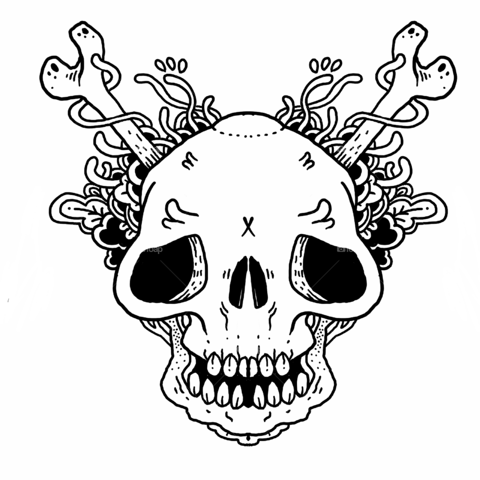 Illustration, Halloween, Vector, Vicious, Skull
