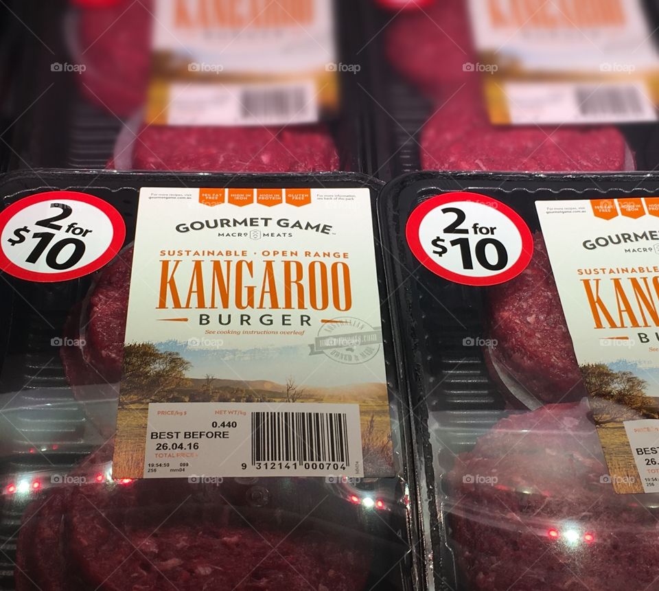 Kangaroo burgers, minced Roo