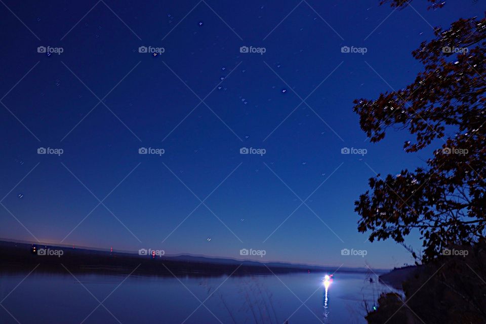 Orion over the Mississippi river