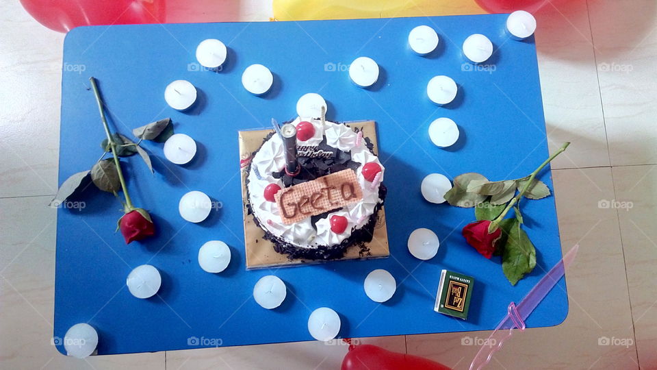 cake with candle decorations