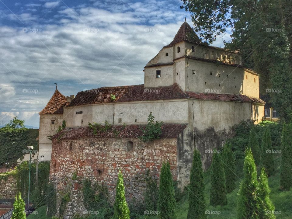 Weavers bastion, Brasov. Built between 1421-1436 for Brasov fortress in hexagon shape military architecture, Transylvania region, Romania