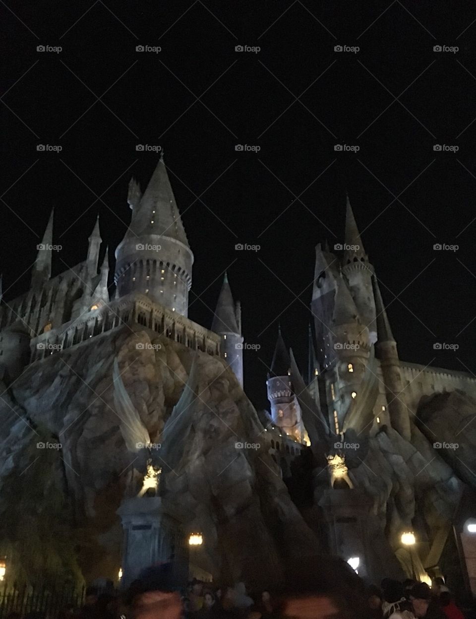 Hogwarts at night. Universal Studios Hollywood, CA 