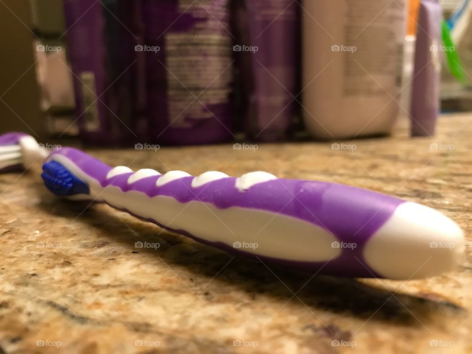 Purple teeth need brushing too