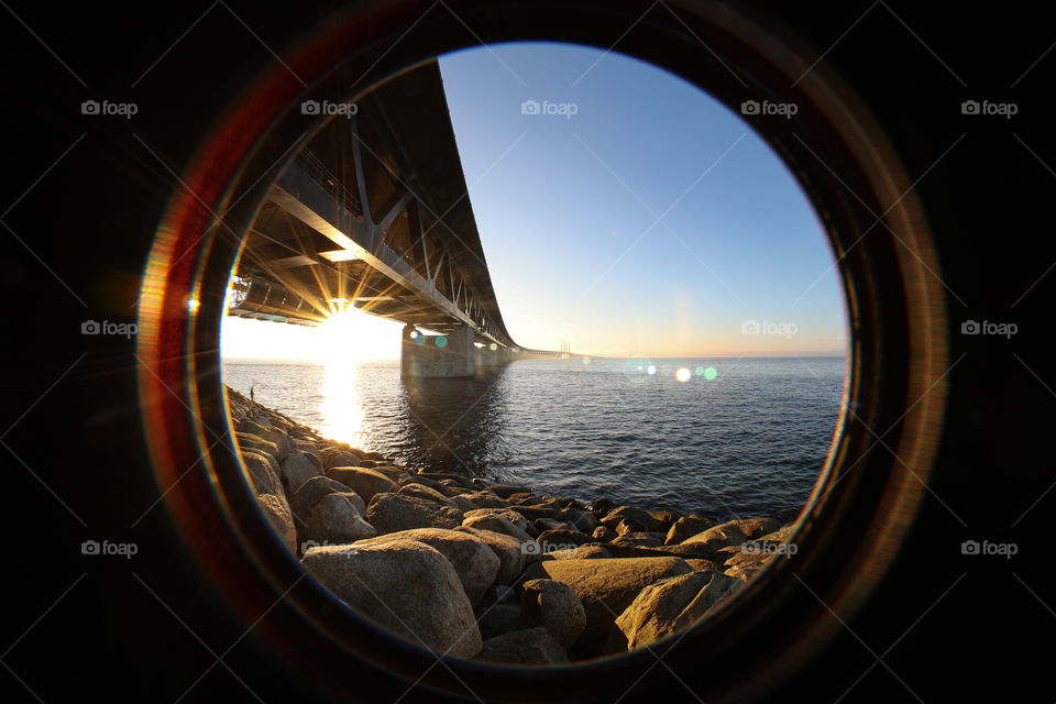 Oresund bridge before sunset