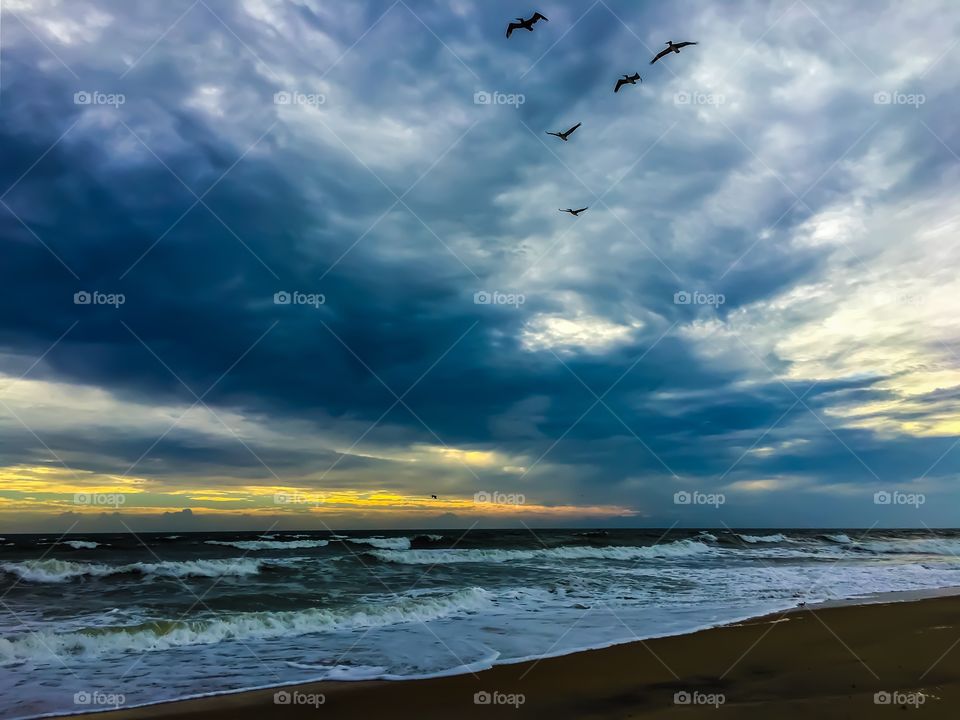 Sunrise over the ocean after Hurricane Florence. 