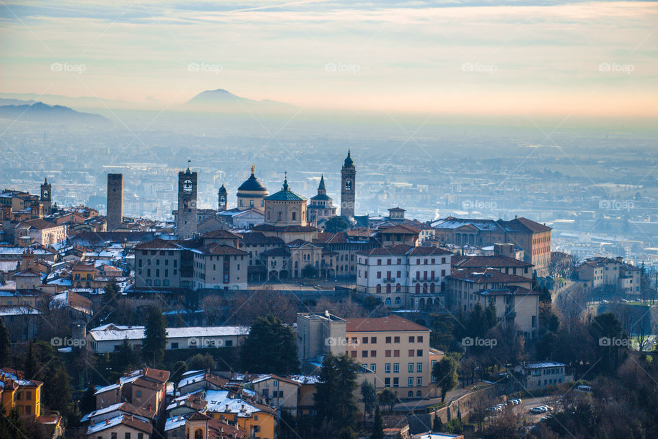 Foggy weather at winter days.