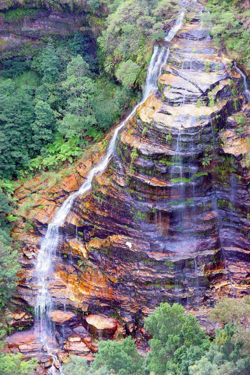 Scenic view of waterfall