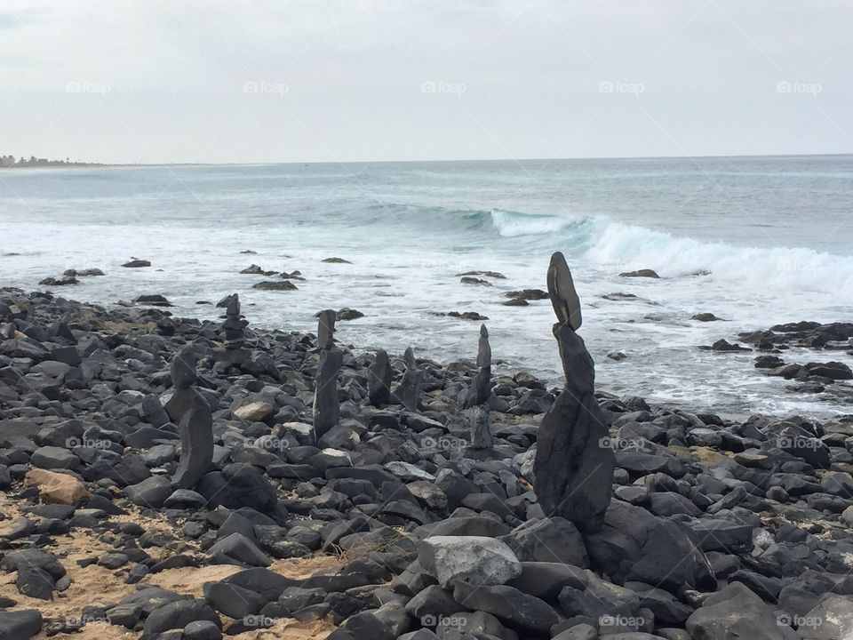 Stones on beach in Cabo Verde 