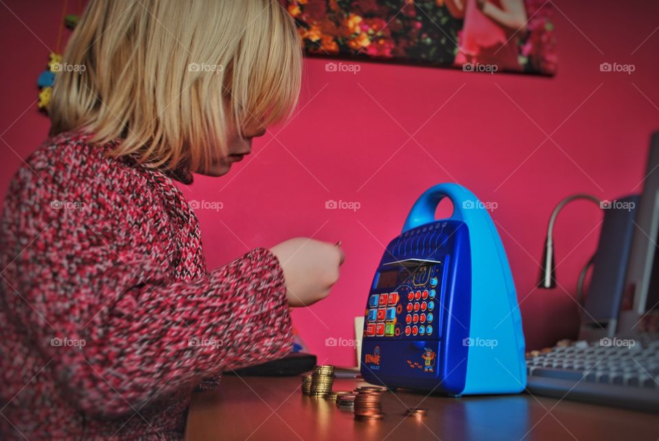 Girl counting money