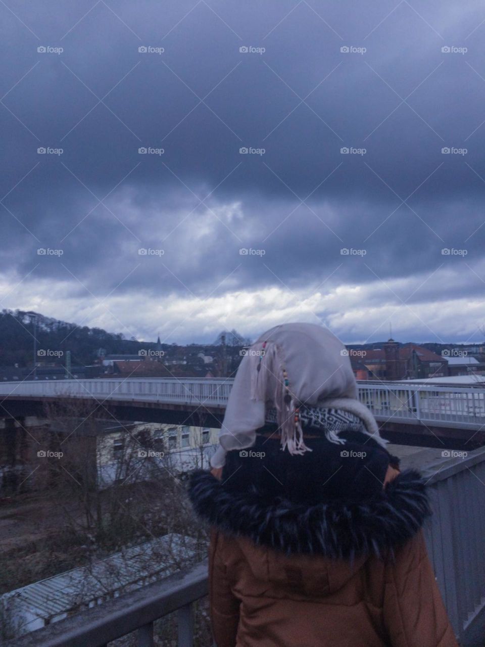 Watching a storm begin on a winter night in Germany.