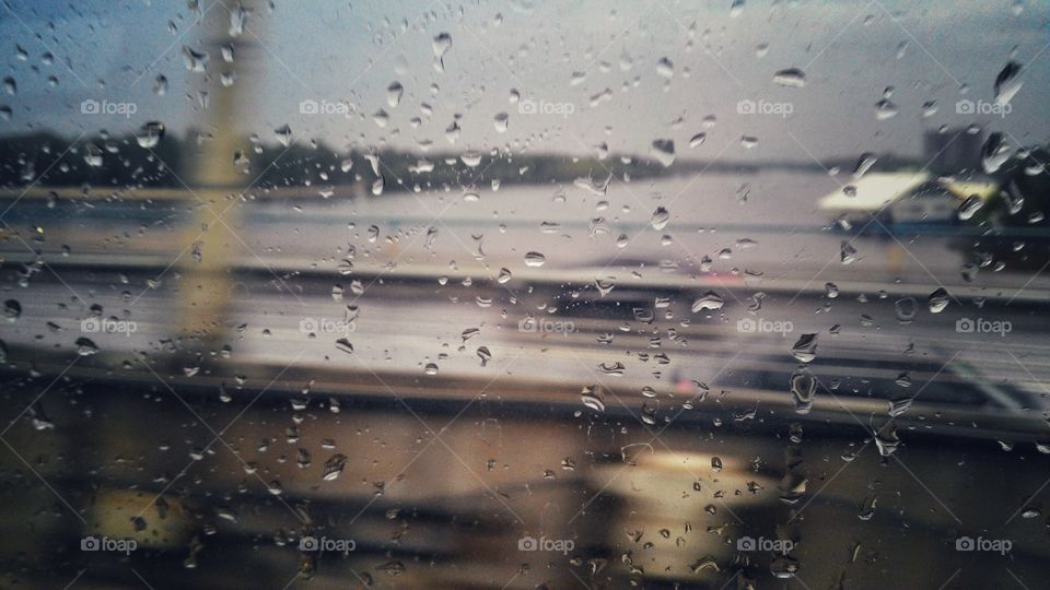 Train's window rain