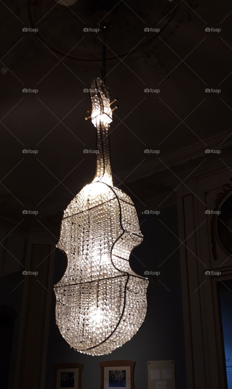 violin chandelier in Escher museum