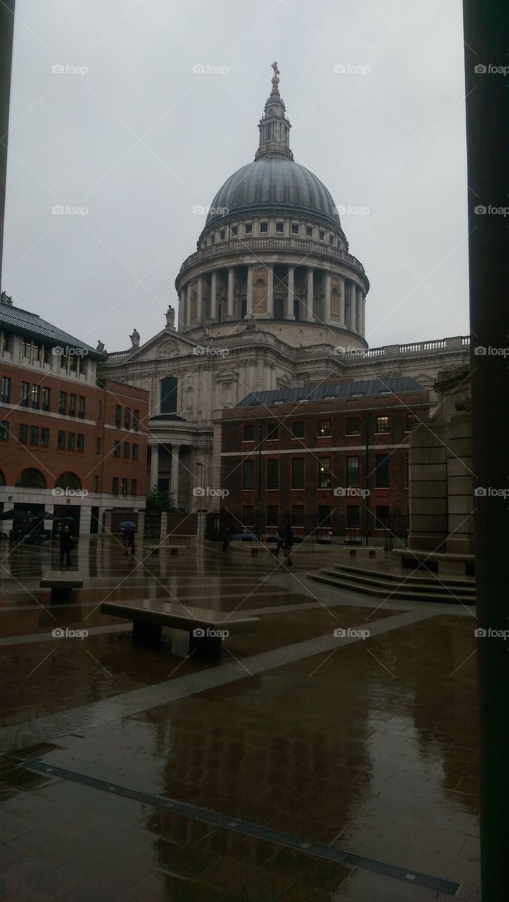 St Paul's in London rainy sky