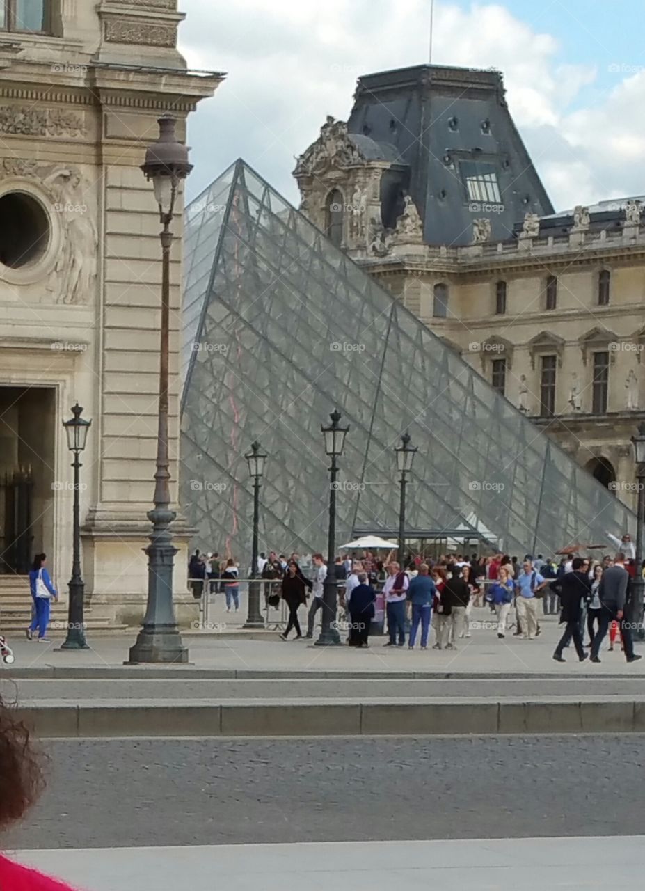 Pyramid structure out the Louvre, Paris.