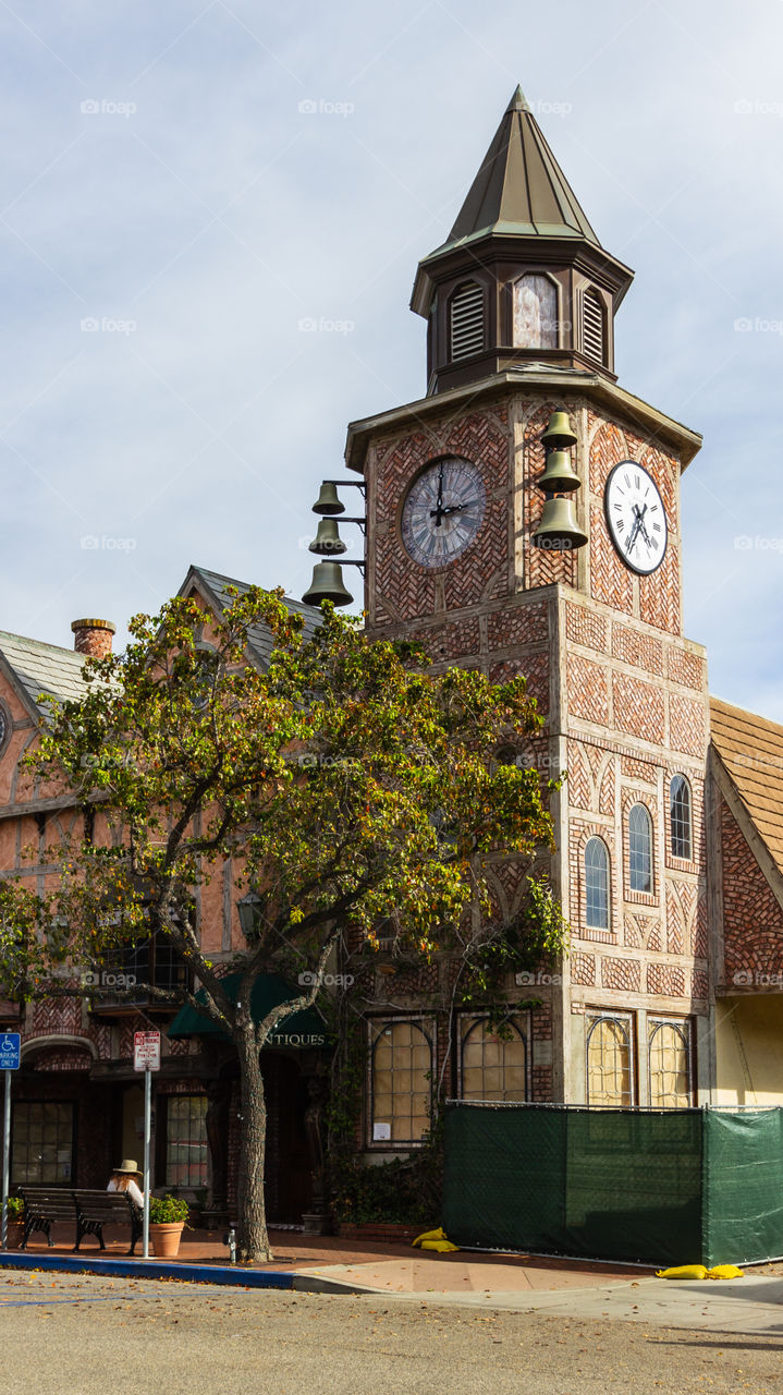Corner Clock Tower In Solvang California