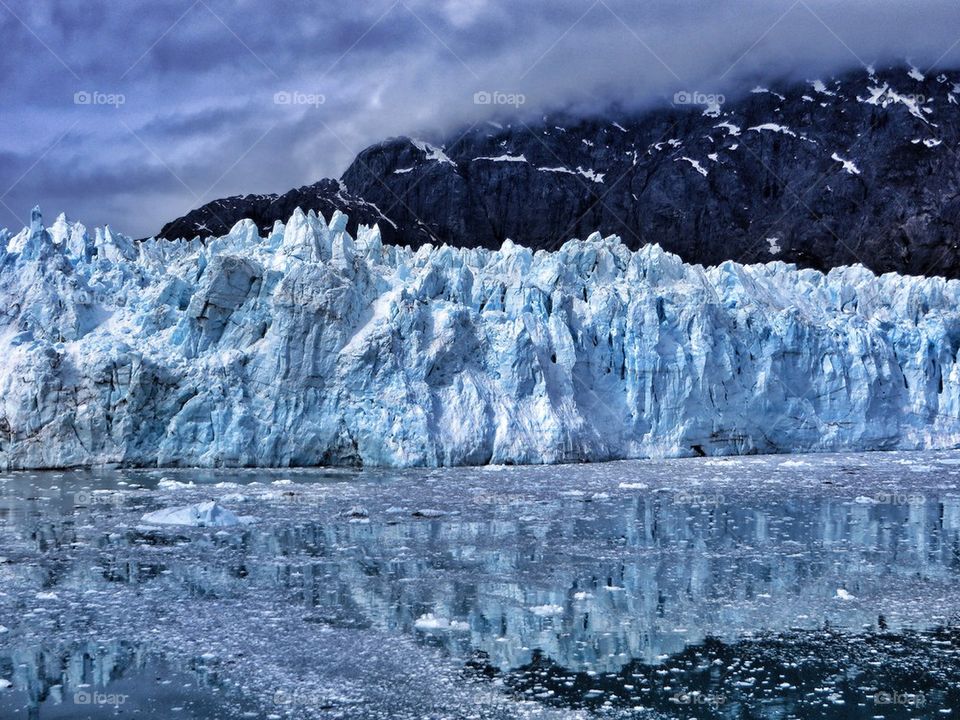 View of glacier with mountain