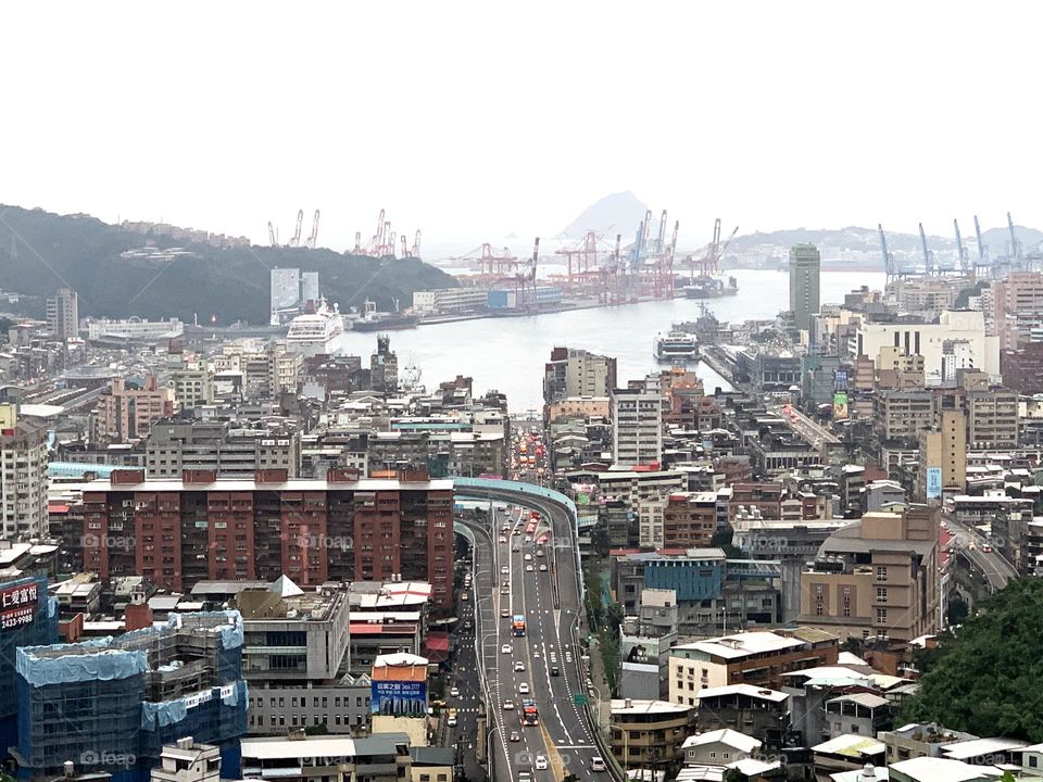 Busy port of Keelung, Taiwan