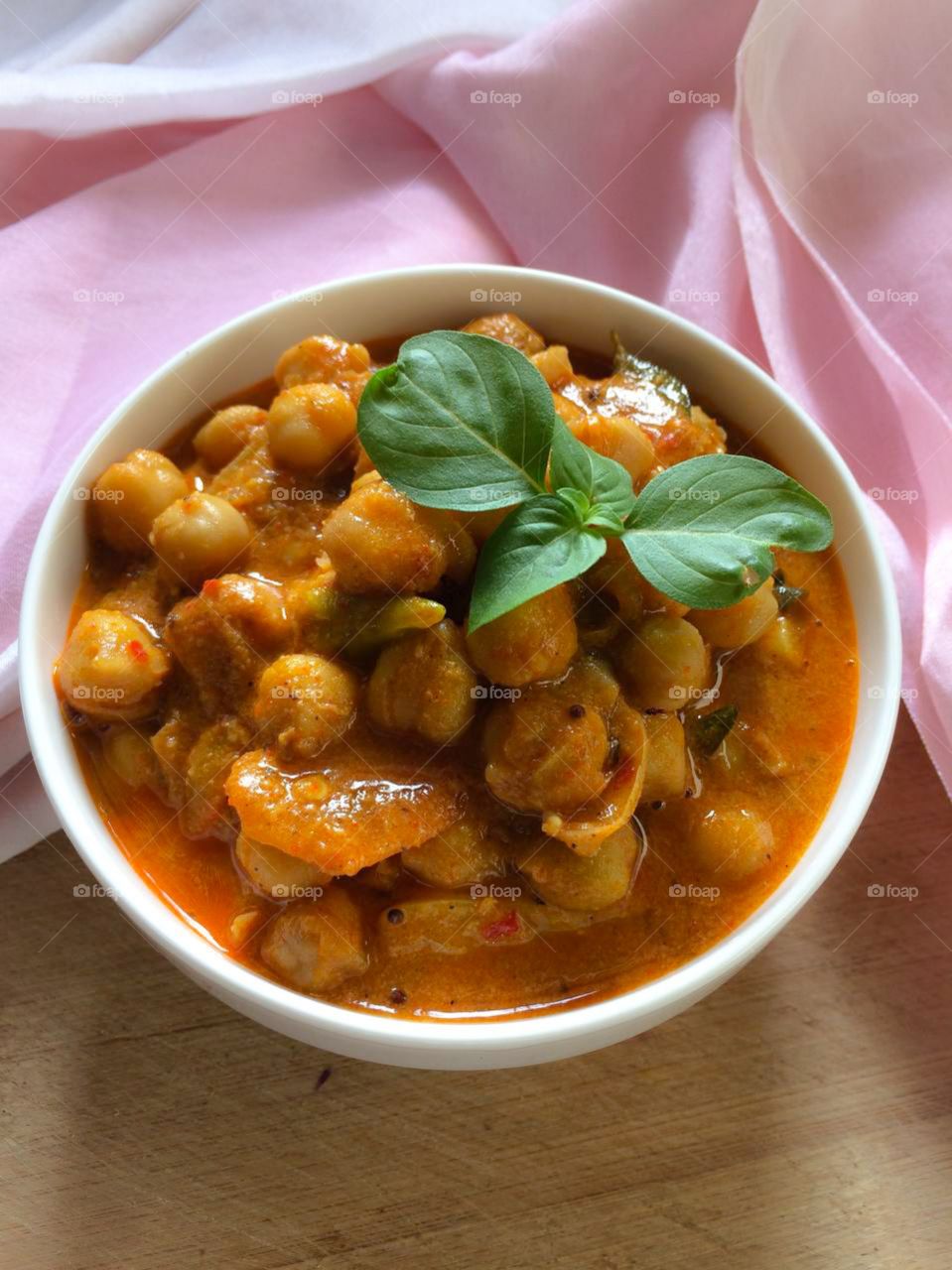 Coconut  milk  chickpea curry bowl .