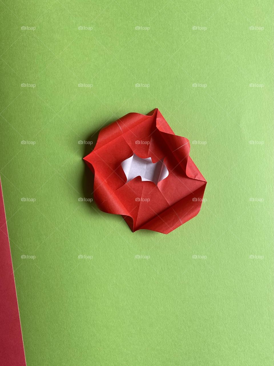 Red origami rose