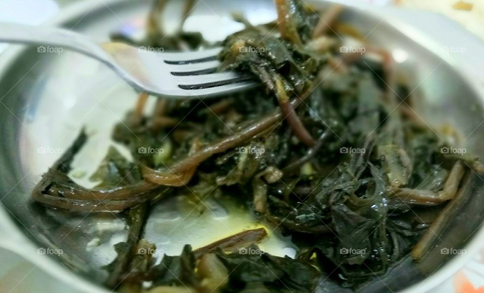 Wild plants boiled with olive oil,a traditional dish in Greece