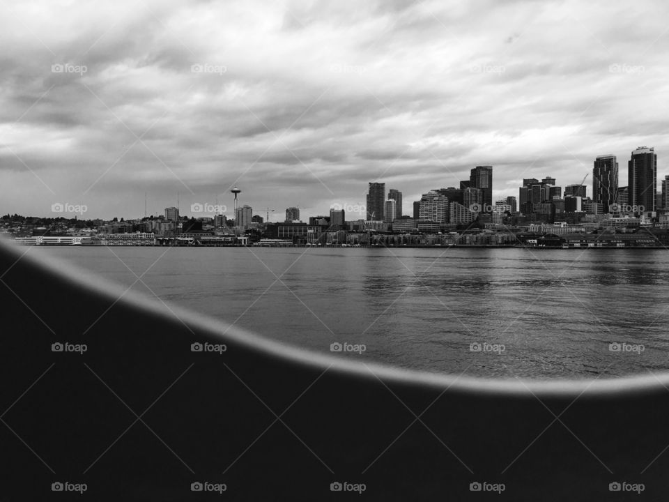 City, Monochrome, Skyline, Architecture, Water