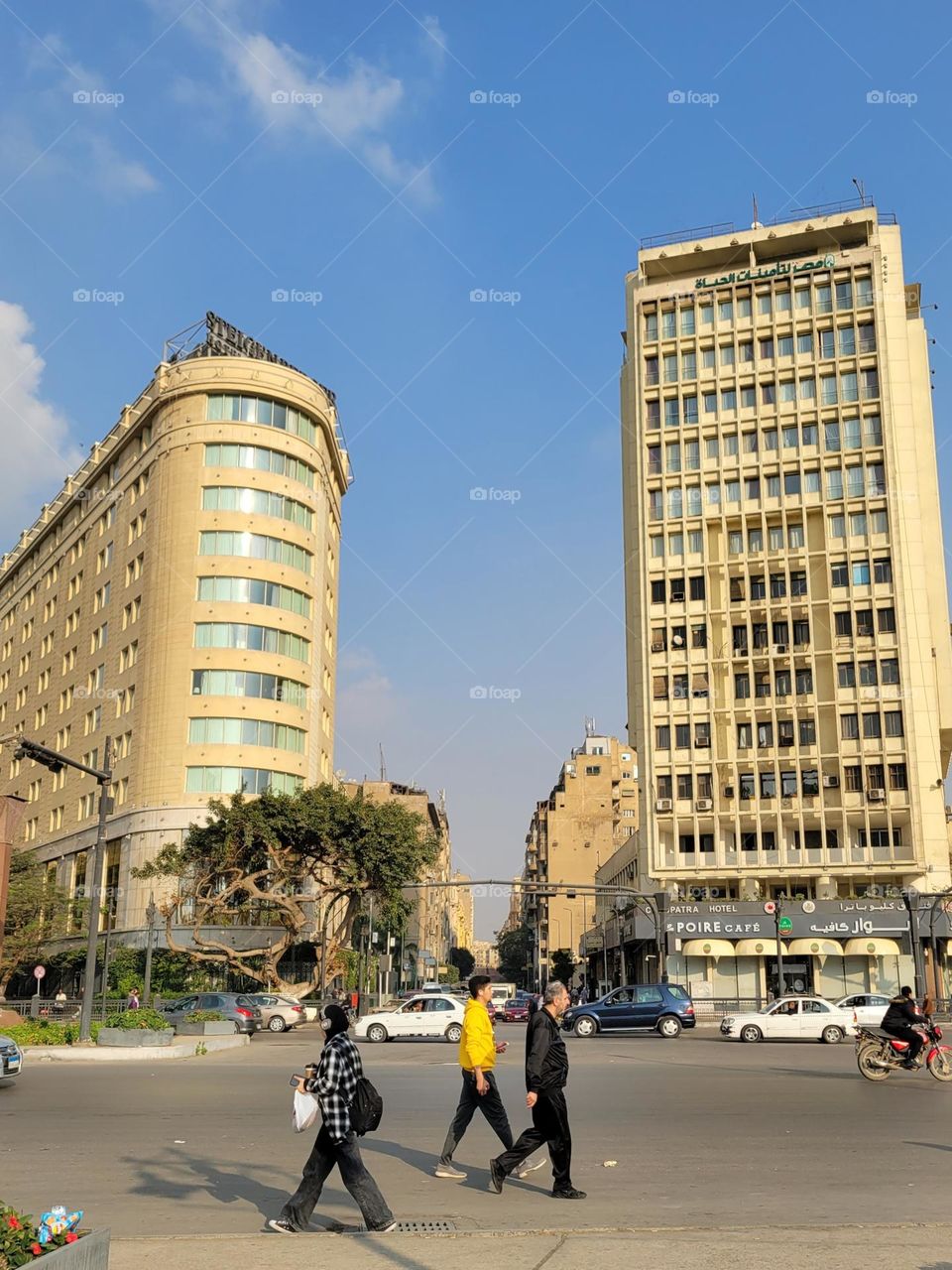 people crossing the street