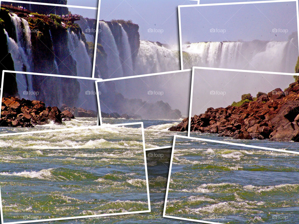 funny waterfall. fotocollage of iguacu waterfall