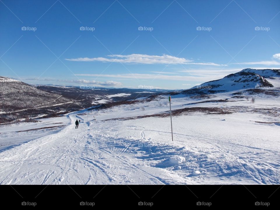 Skiing in wilderness
