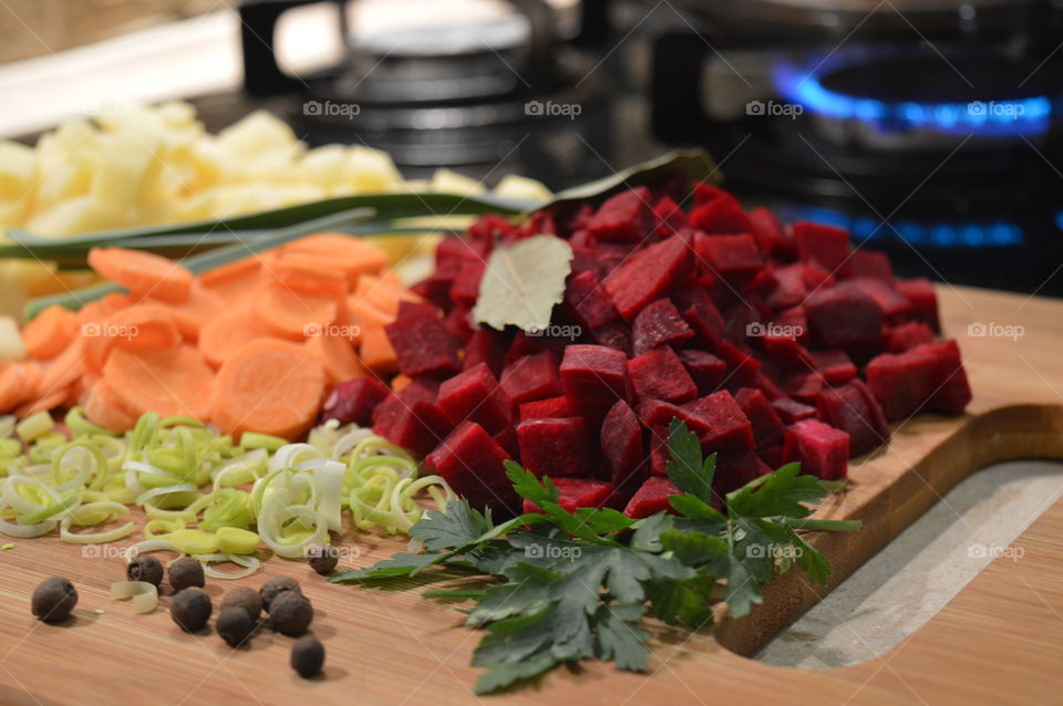 vegetables and spices to prepare a soup