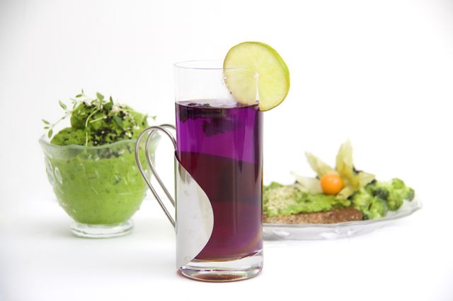Cocktail in the glass on the white background