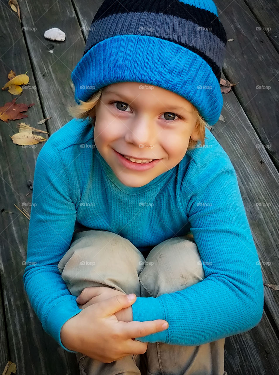 Autumn boy in blue