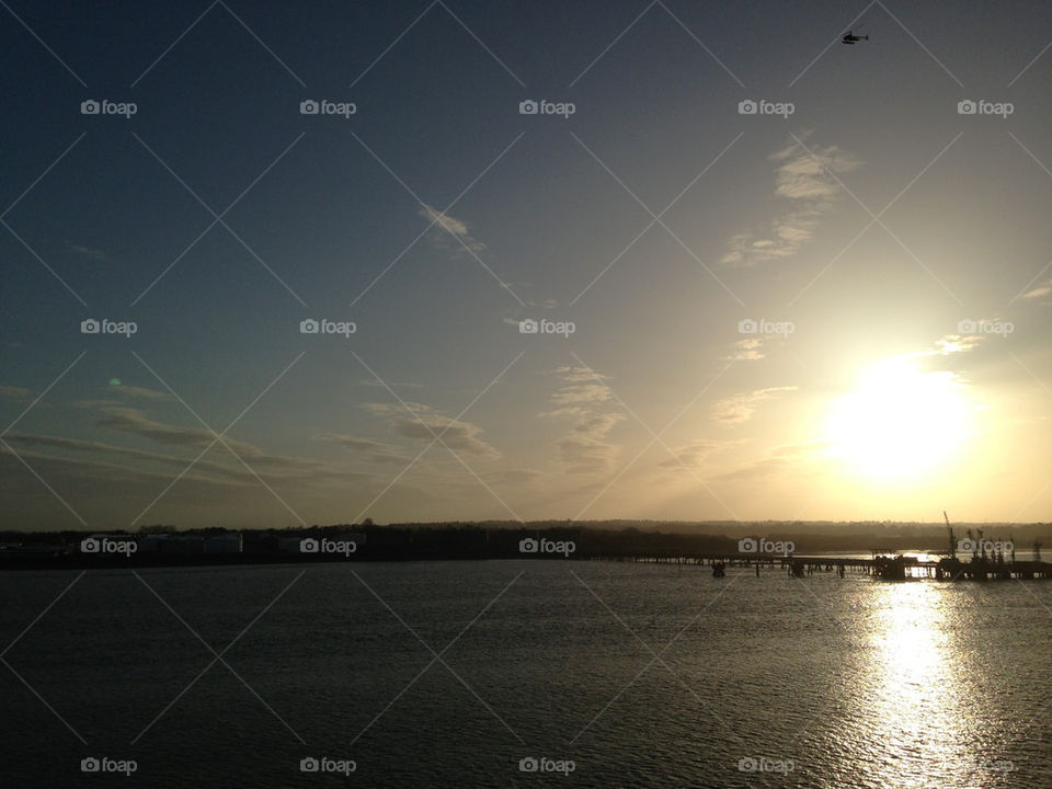 Sunrise entering the port of Southampton