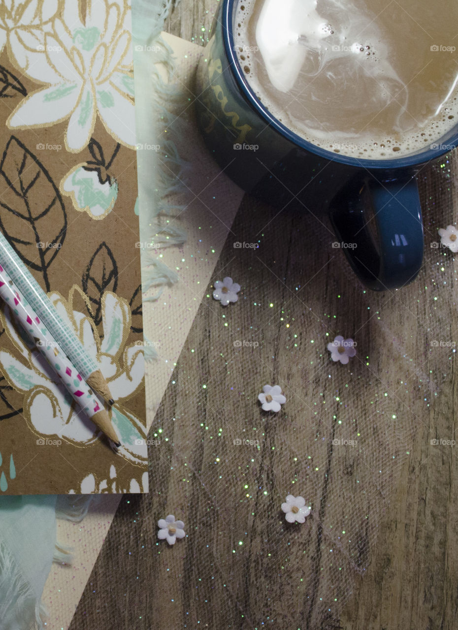 Mint Green, Journal and Coffee