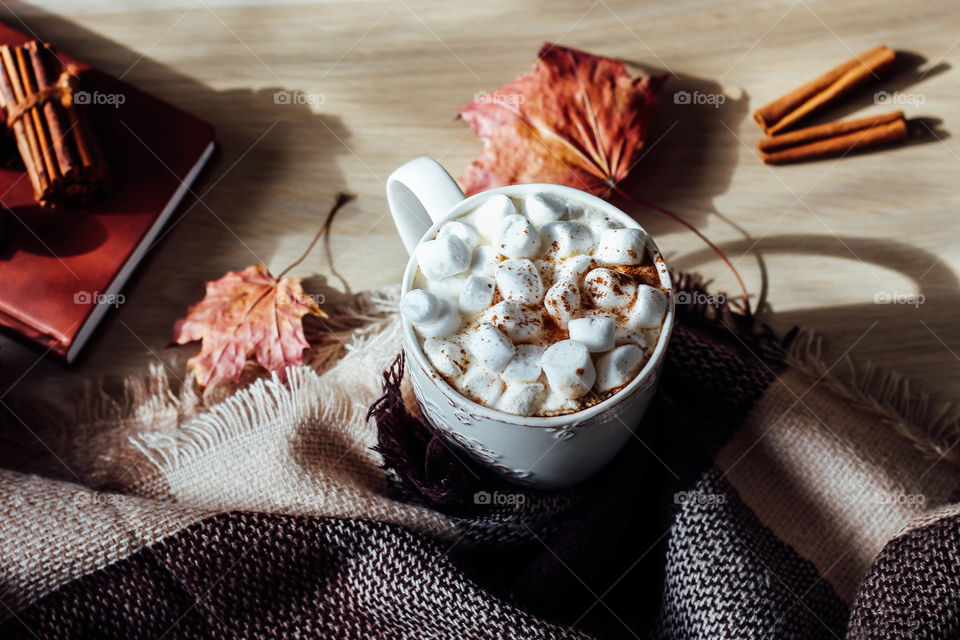 Hot coffee with marshmallows