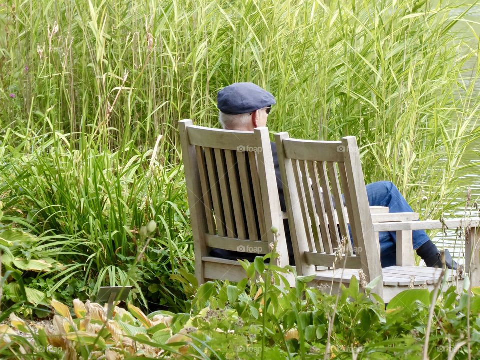 recreation on a park bench  